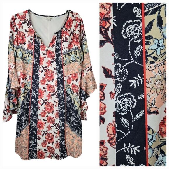 Cato Dresses & Skirts - Cato Work Dress Ruffled Bell Sleeve Shift Feminine Bohemian Wedding Guest Formal